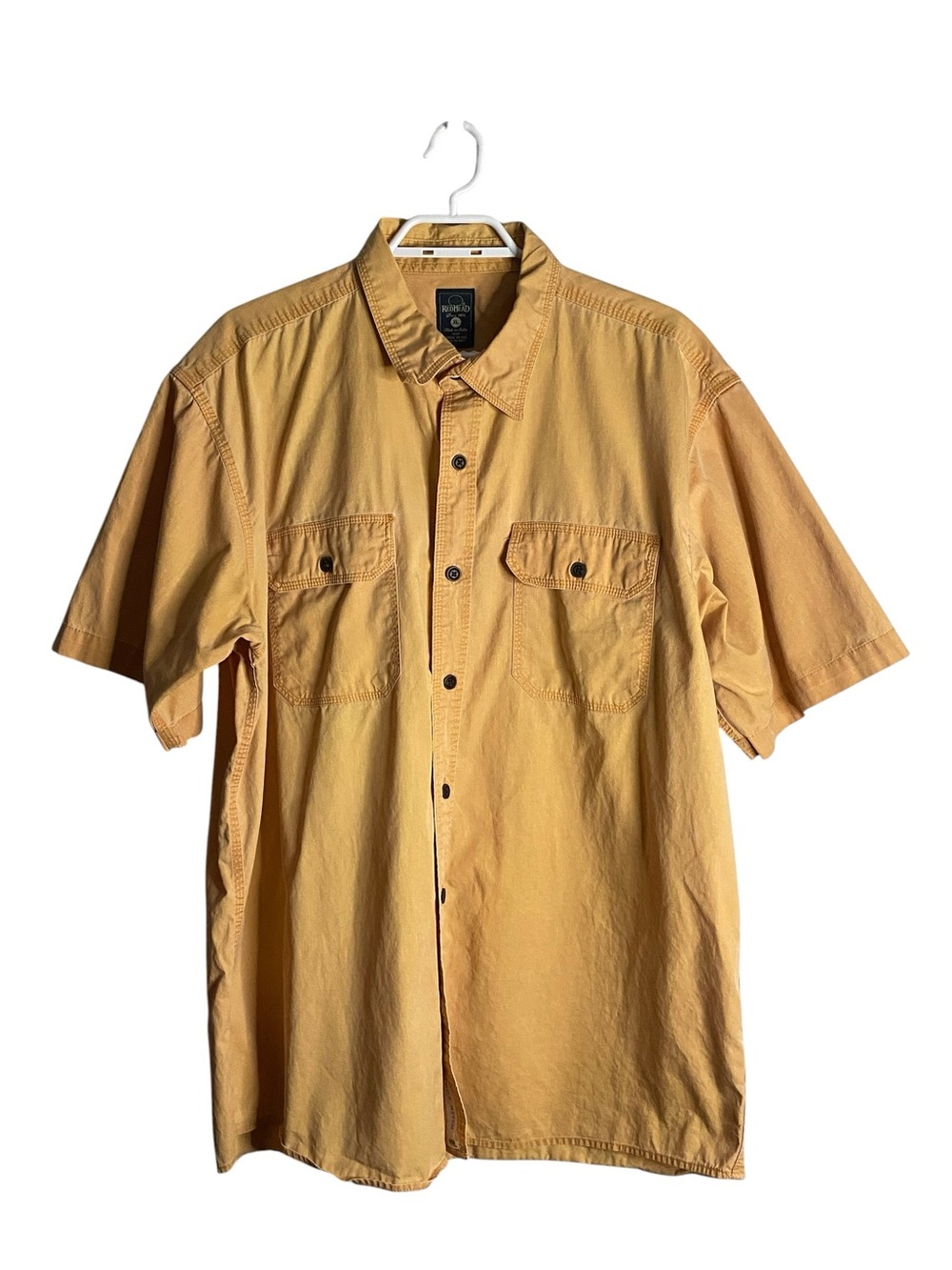 Redhead Brand Men's Yellow Short Sleeve Button Down Casual Shirt